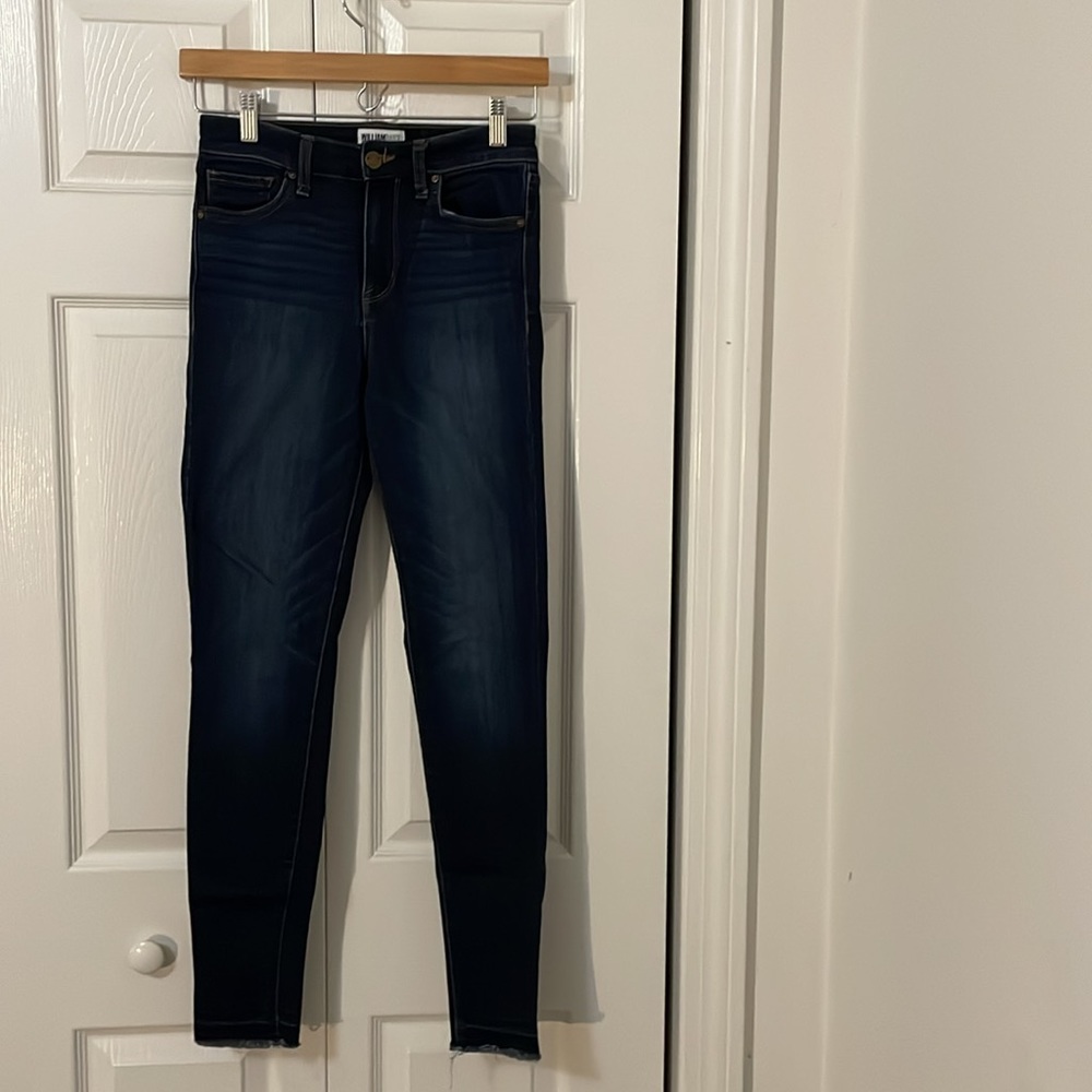 Super High Waisted Skinny jeans - high rise highrise dark blue denim EUC Size 25